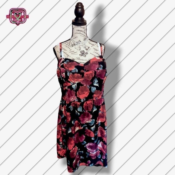 VINTAGE Torrid Y2K Romantic Shirred Rose Floral Party Sundress, Size 22 - Picture 7 of 10